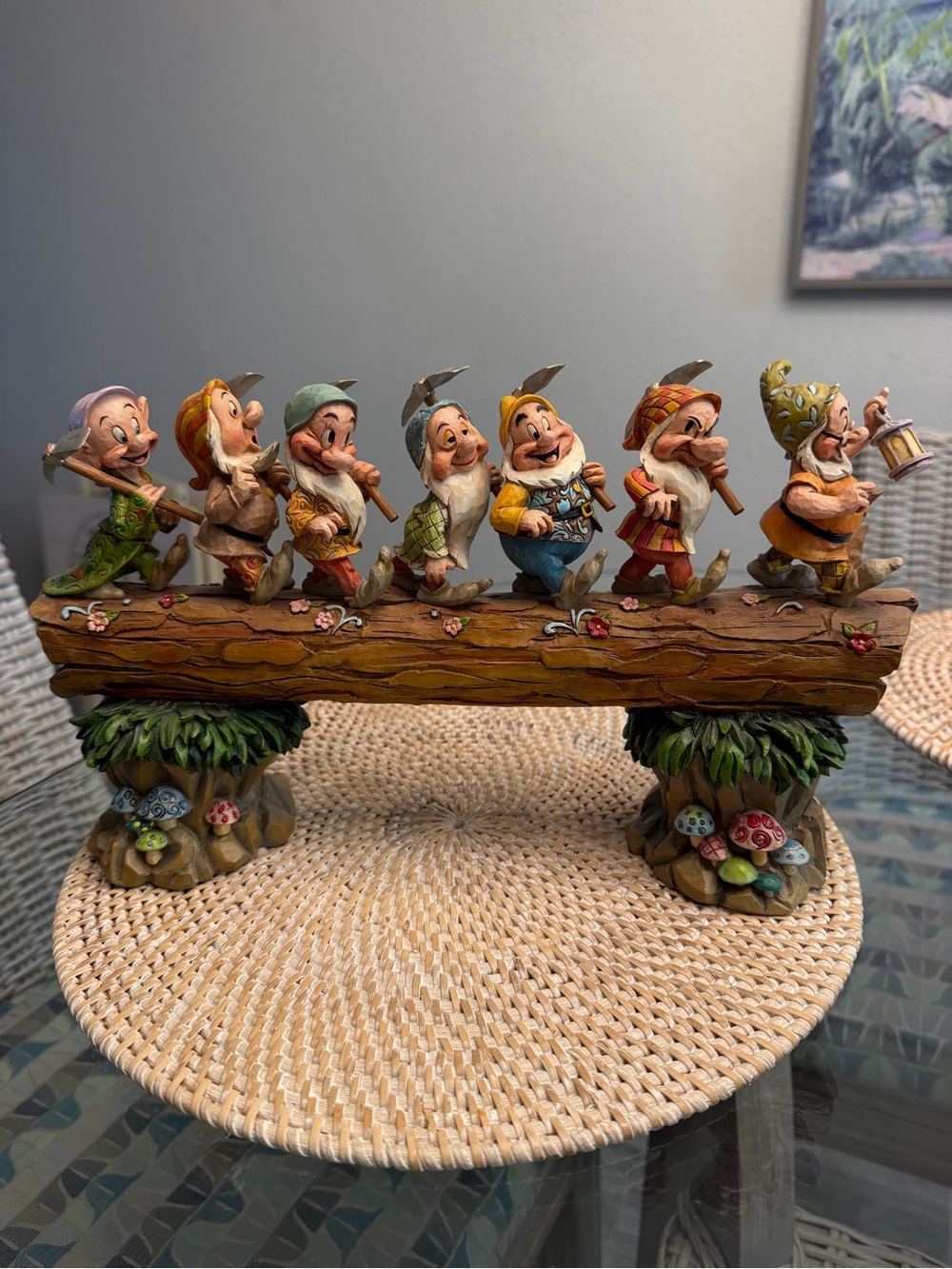 Disney Seven Dwarfs Hand-Painted Log Figurine - Multi-Color
